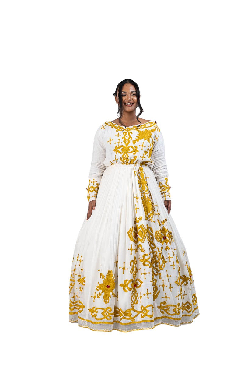 Habesha Kemis with gold tilf embroidery - photo 2