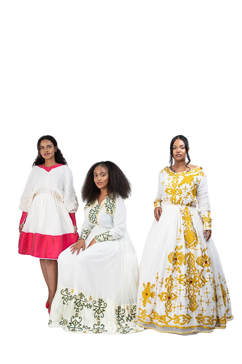 Habesha Kemis with gold tilf embroidery - photo 9