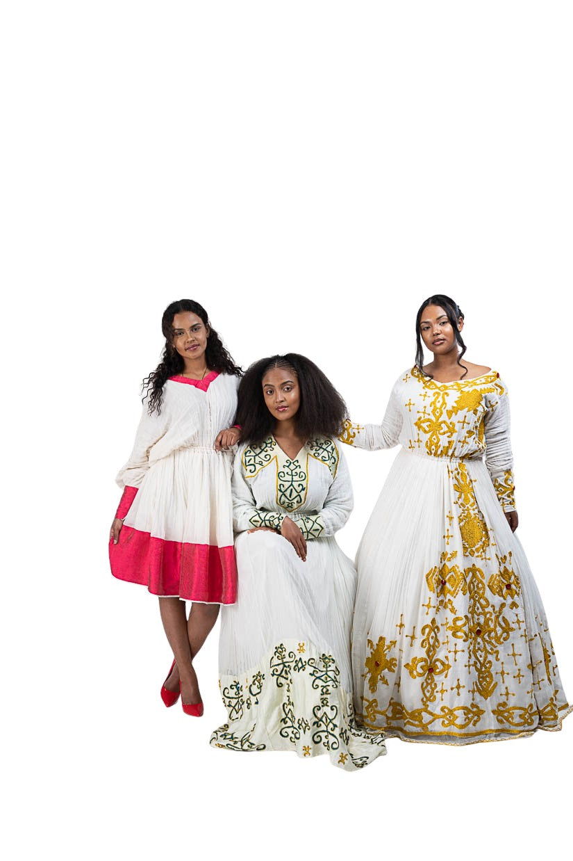 Habesha Kemis with gold tilf embroidery - photo 11