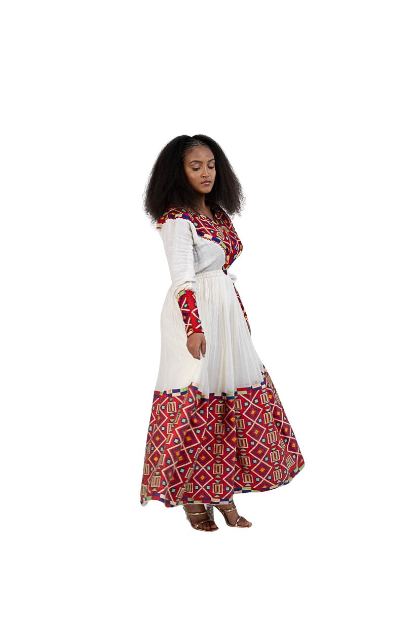 Habesha Kemis vibrant multicolor geometric tibeb - photo 3