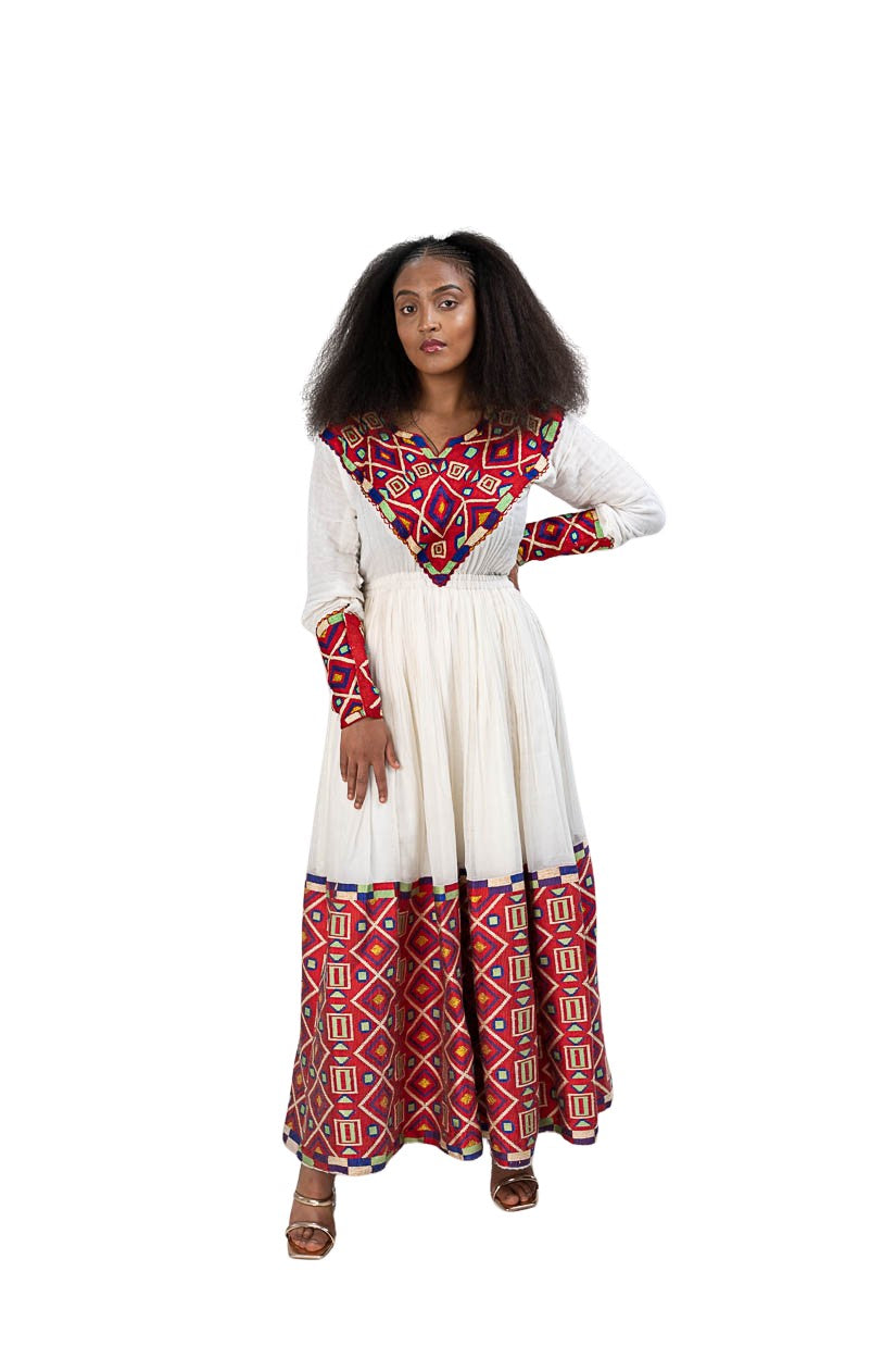 Habesha Kemis vibrant multicolor geometric tibeb - photo 4