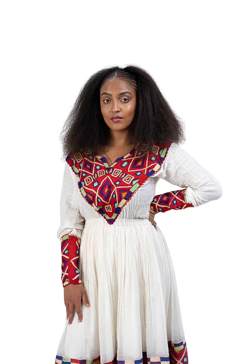 Habesha Kemis vibrant multicolor geometric tibeb - photo 5