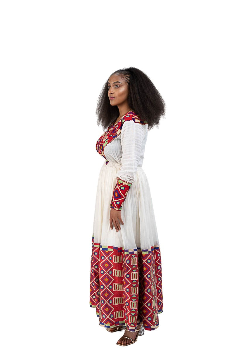 Habesha Kemis vibrant multicolor geometric tibeb - photo 6