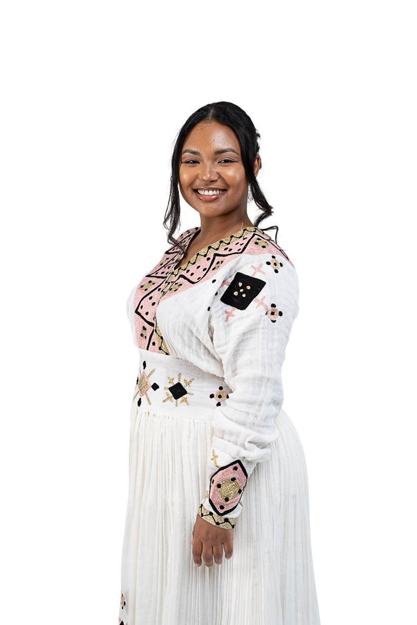 Habesha Kemis brown diamond and cross embroidery - photo 4