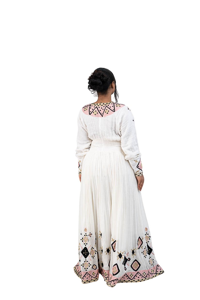 Habesha Kemis brown diamond and cross embroidery - photo 7