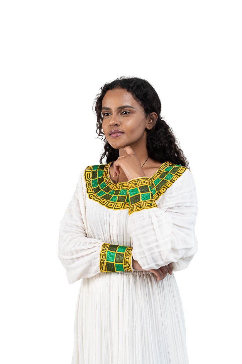 Habesha Kemis green checkered tibeb - photo 5