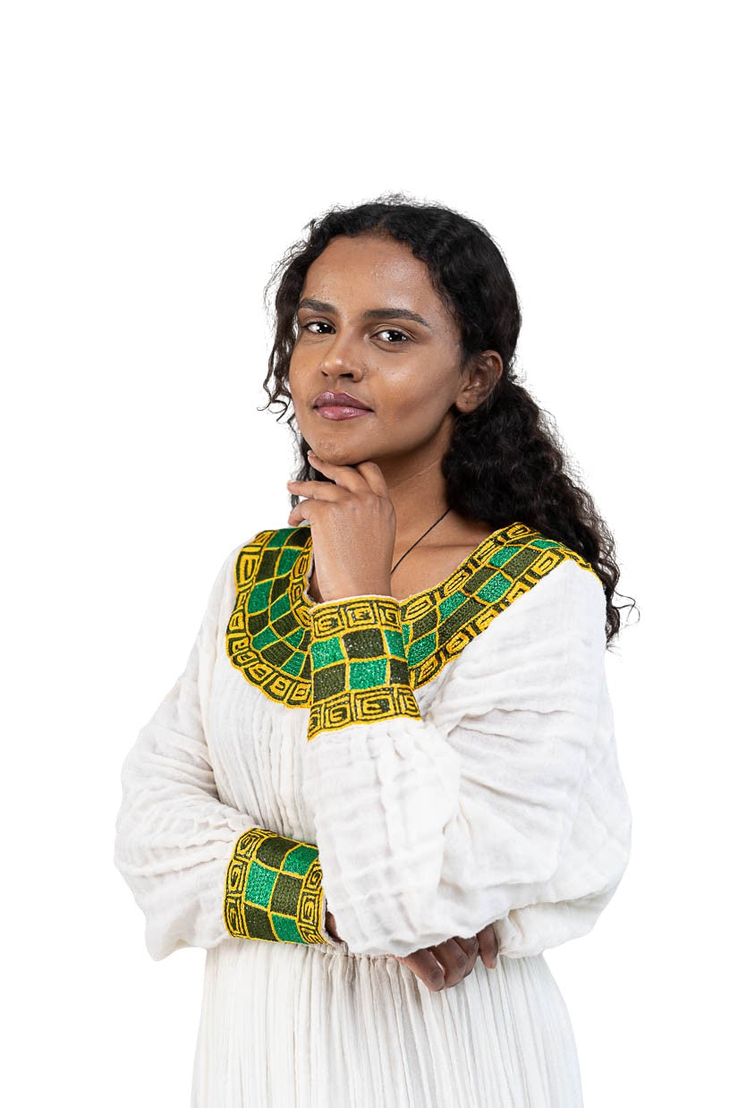 Habesha Kemis green checkered tibeb - photo 6