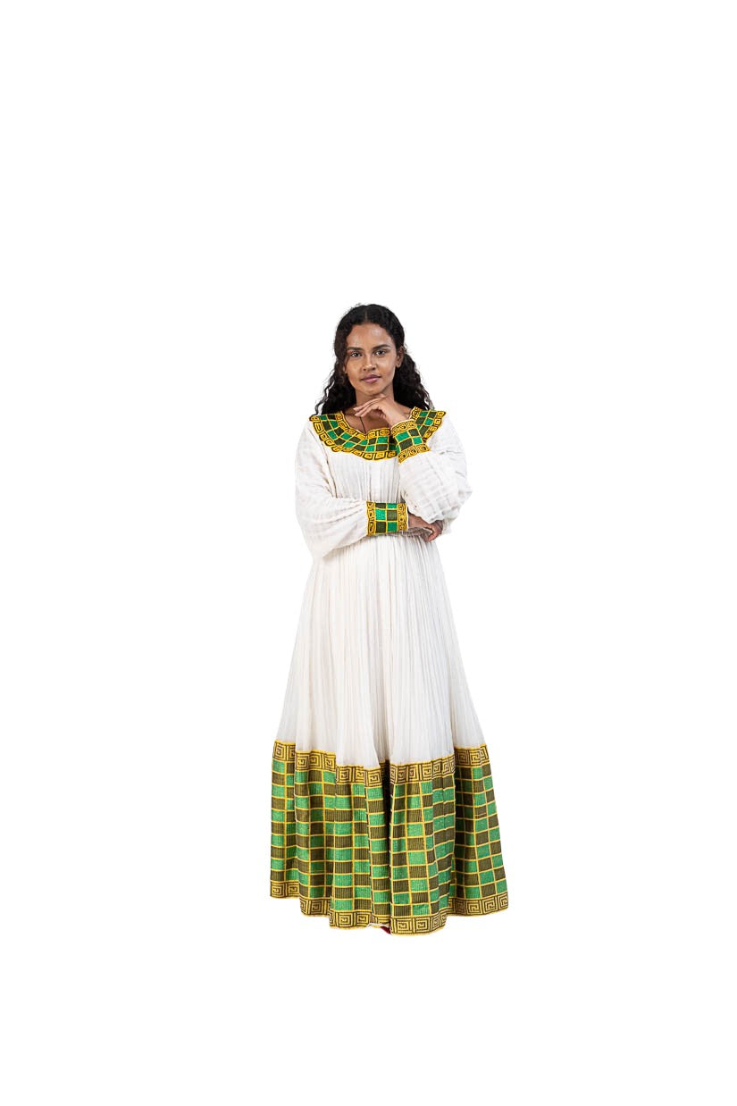 Habesha Kemis green checkered tibeb - photo 7