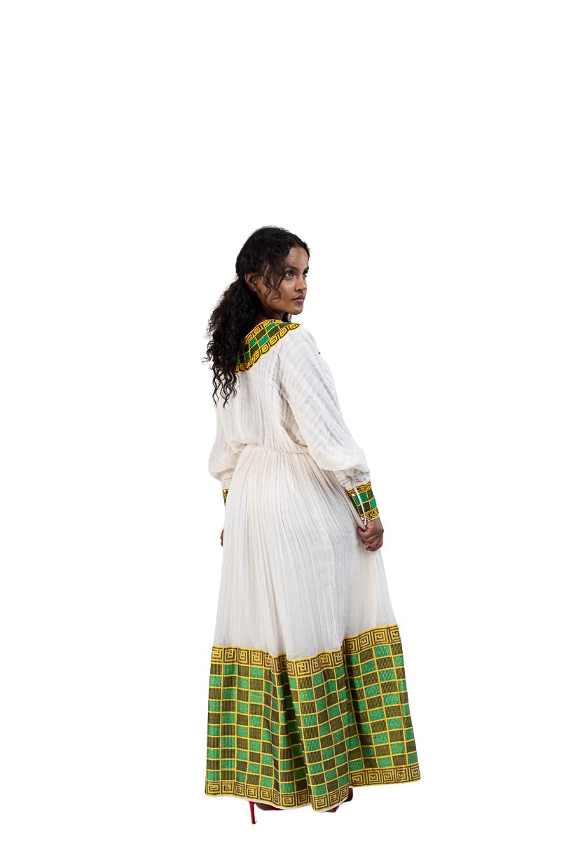 Habesha Kemis green checkered tibeb - photo 10