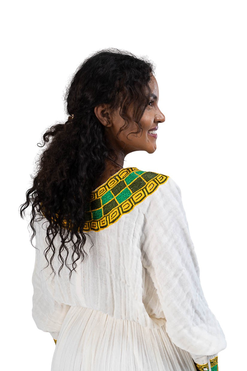 Habesha Kemis green checkered tibeb - photo 11