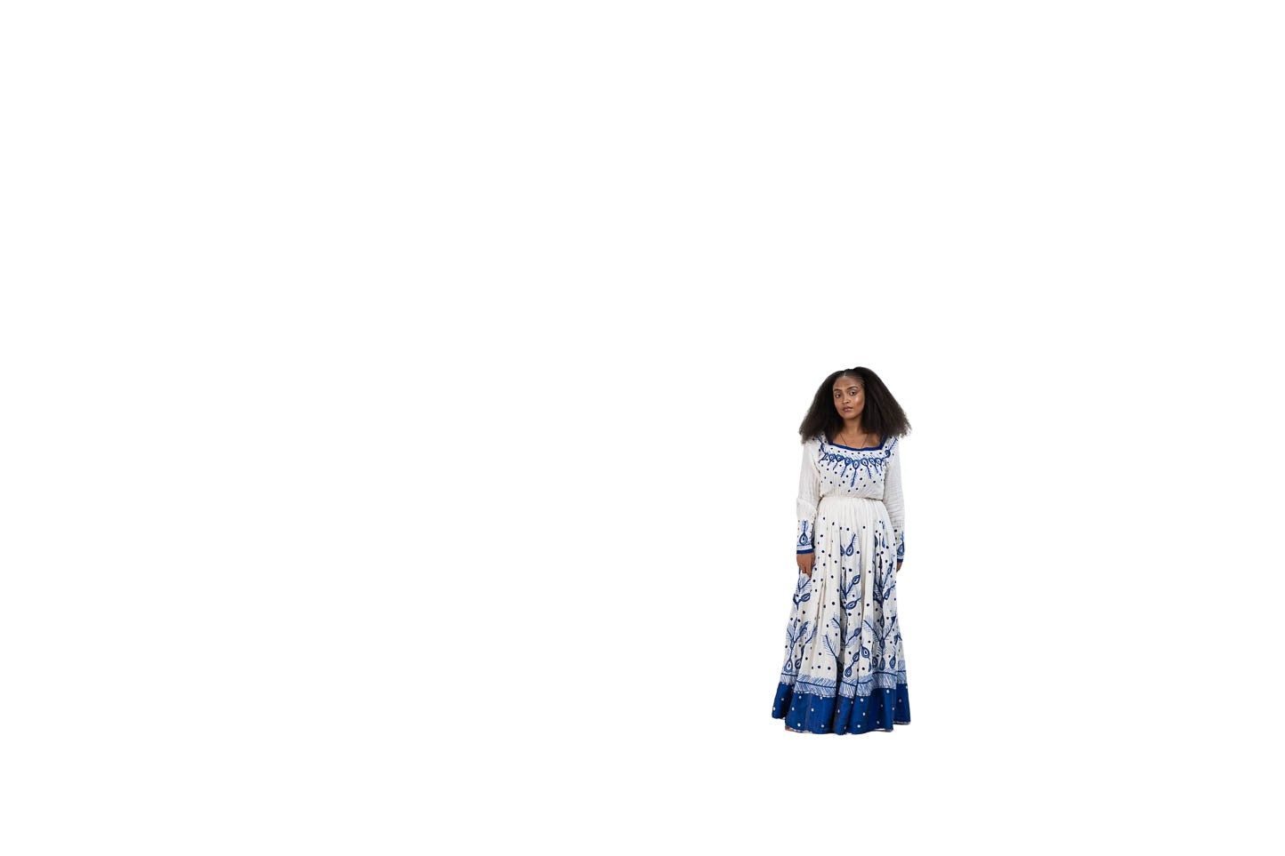 Habesha Kemis blue leaf print - photo 4