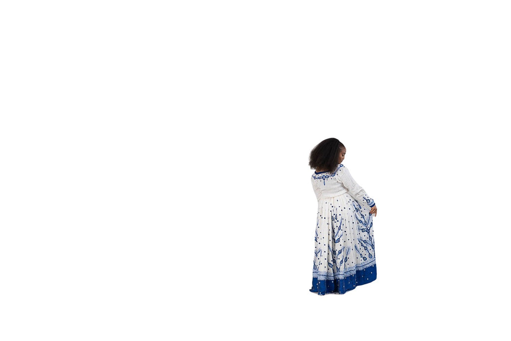 Habesha Kemis blue leaf print - photo 7