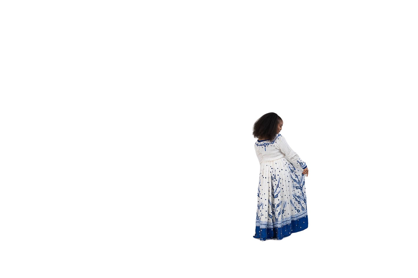 Habesha Kemis blue leaf print - photo 7