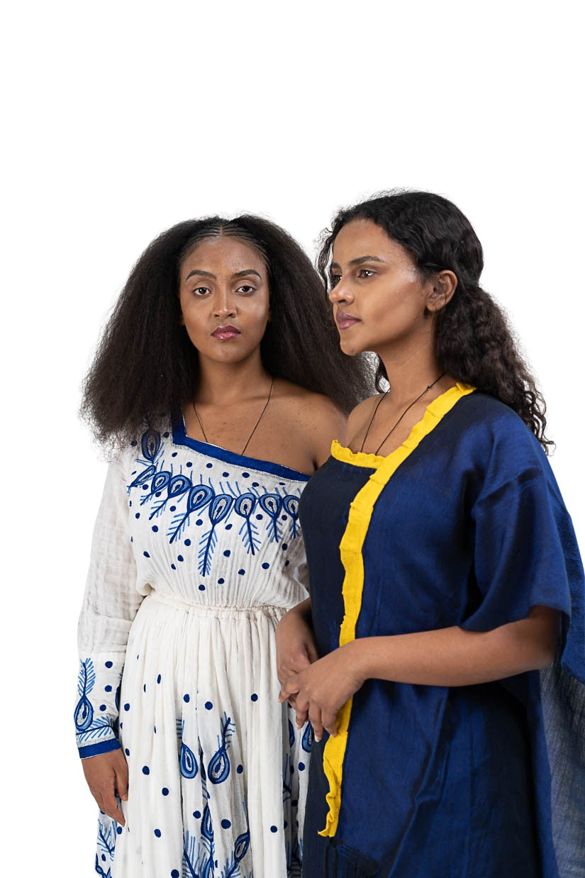 Habesha Kemis blue leaf print - photo 10