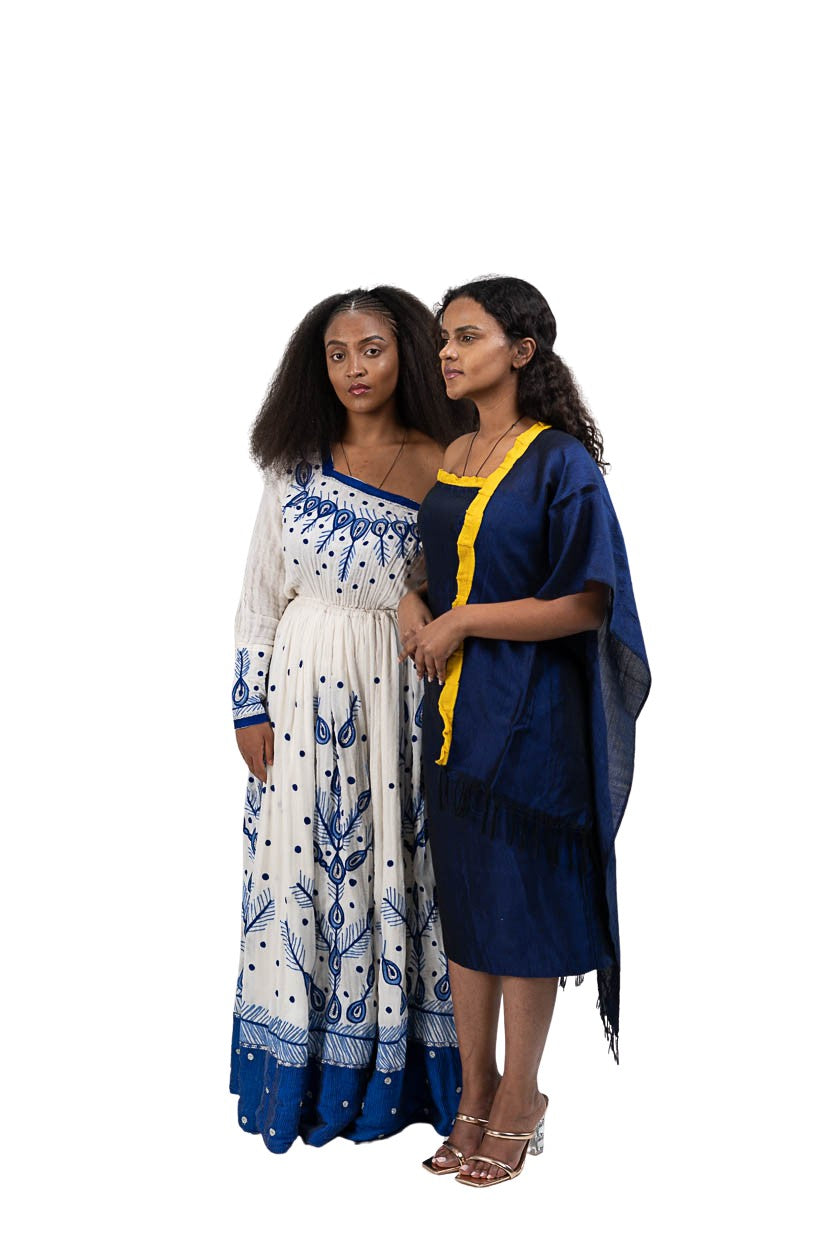 Habesha Dress navy blue with gold accent - photo 1